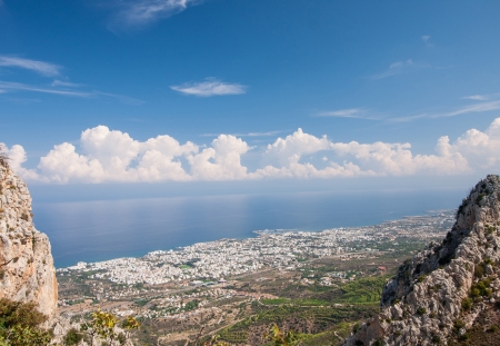 View from Pendathaktilos mountain, Cyprusの写真素材