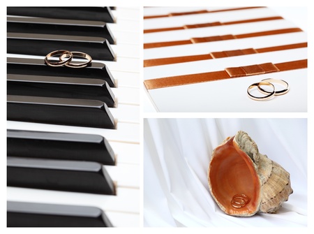 Wedding attributes collection: rings and invitationsの写真素材