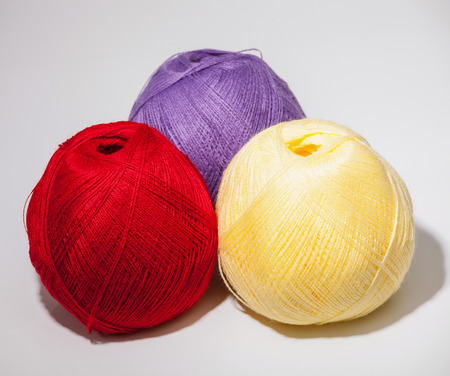 Skeins of yarn on neutral backgroundの写真素材