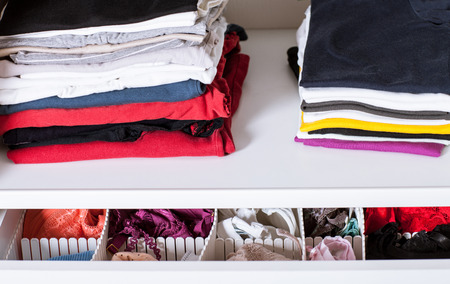 Clothes in a wardrobe - closeup shotの写真素材