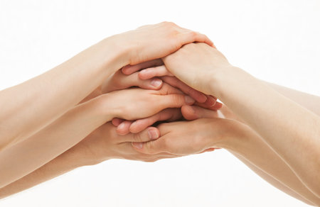 Hands group on white backgroundの写真素材