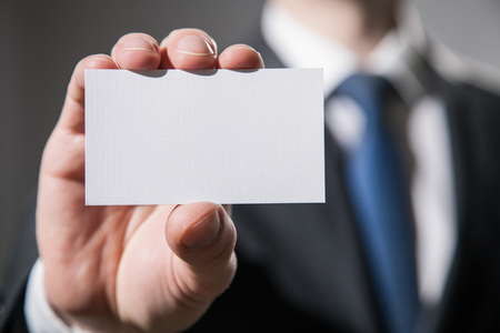 Man's hand showing visiting - closeup shotの写真素材