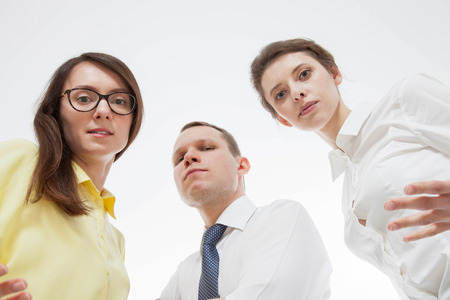 Rebellion among business people, white backgroundの写真素材