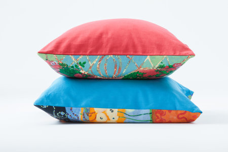 Two pillows on white backgroundの写真素材