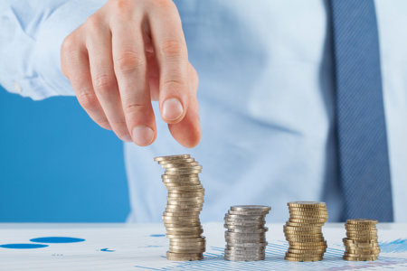 Businessman taking coin, closeup shot