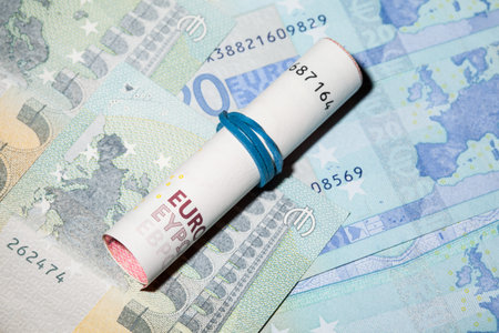 Euro banknotes background - closeup shotの写真素材