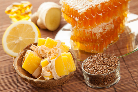 Beautiful composition of natural products for healthy skin and hairの写真素材