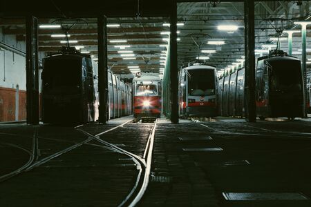 Tram station in Vienna at nightのeditorial素材