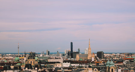 Vienna skyline with the view on Stefansdome, beautiful gentle sky