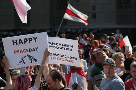 Minsk, Belarus - August 30, 2020: Protests in Belarusのeditorial素材