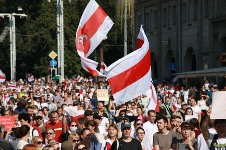 Minsk, Belarus - August 30, 2020: Protests in Belarusのeditorial素材