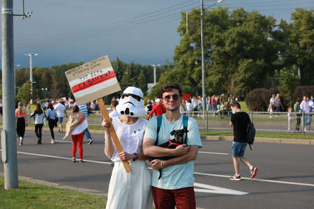 Minsk, Belarus - August 30, 2020: Protests in Belarusのeditorial素材