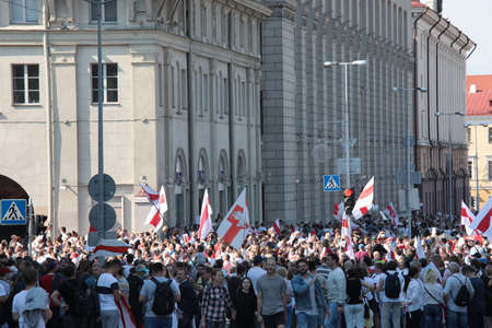 Minsk, Belarus - August 30, 2020: Protests in Belarusのeditorial素材