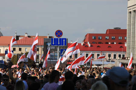 Minsk, Belarus - August 30, 2020: Protests in Belarusのeditorial素材