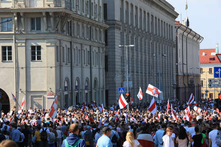 Minsk, Belarus - August 30, 2020: Protests in Belarusのeditorial素材