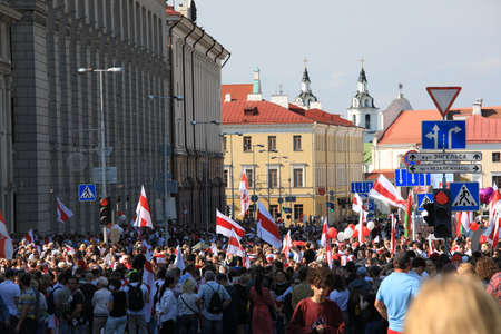 Minsk, Belarus - August 30, 2020: Protests in Belarusのeditorial素材