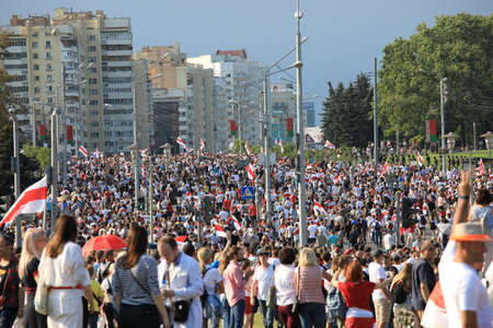 Minsk, Belarus - August 30, 2020: Protests in Belarusのeditorial素材