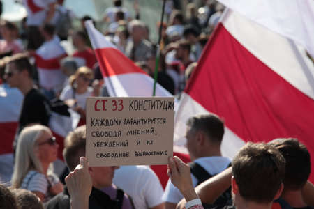 Minsk, Belarus - August 30, 2020: Protests in Belarusのeditorial素材