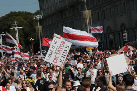 Minsk, Belarus - August 30, 2020: Protests in Belarusのeditorial素材
