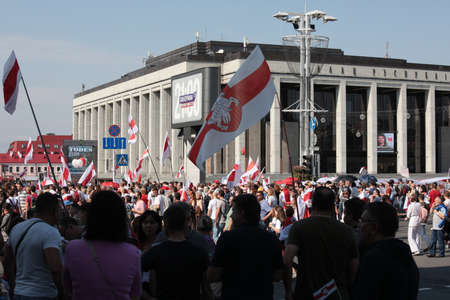 Minsk, Belarus - August 30, 2020: Protests in Belarusのeditorial素材