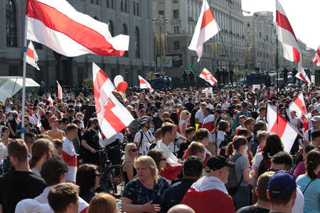 Minsk, Belarus - August 30, 2020: Protests in Belarusのeditorial素材