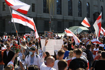 Minsk, Belarus - August 30, 2020: Protests in Belarusのeditorial素材
