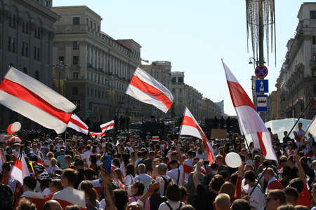 Minsk, Belarus - August 30, 2020: Protests in Belarusのeditorial素材