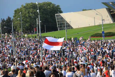 Minsk, Belarus - August 30, 2020: Protests in Belarusのeditorial素材