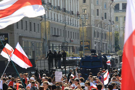 Minsk, Belarus - August 30, 2020: Protests in Belarusのeditorial素材