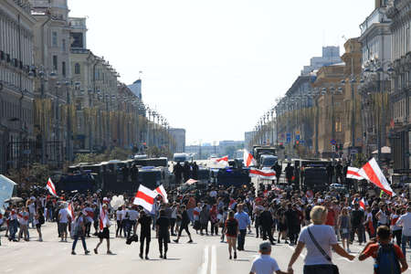 Minsk, Belarus - August 30, 2020: Protests in Belarusのeditorial素材