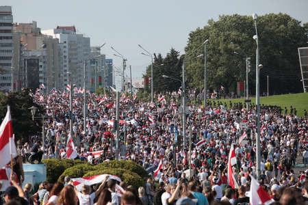 Minsk, Belarus - August 30, 2020: Protests in Belarusのeditorial素材