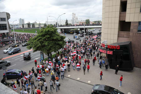 Minsk, Belarus - September 6, 2020: Protests in Belarusのeditorial素材