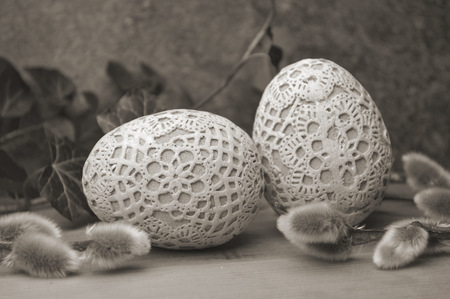 Easter composition ornamental eggsの写真素材