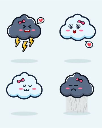 bundle of cute cloud illustrationのイラスト素材