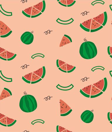 wallpaper seamless pattern pastel watermelonのイラスト素材