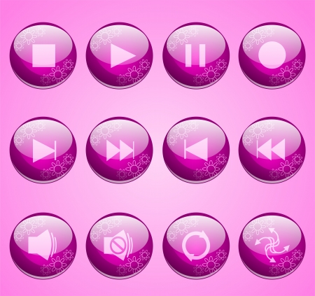 Flower Pink Entertainment Buttonsのイラスト素材