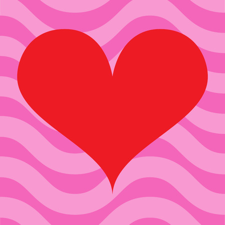 Red Heart Over Pink Wavy Backgroundのイラスト素材