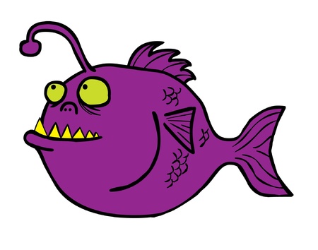 Represent a deep water predator  angler fish  waiting for its preys のイラスト素材