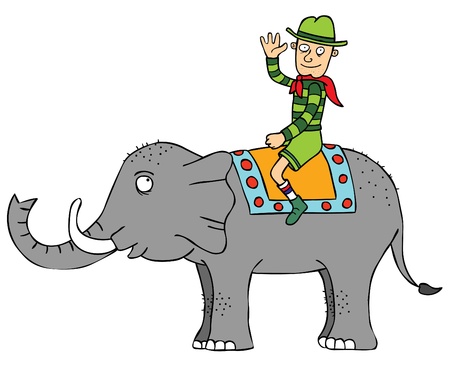 A man riding an elephantのイラスト素材