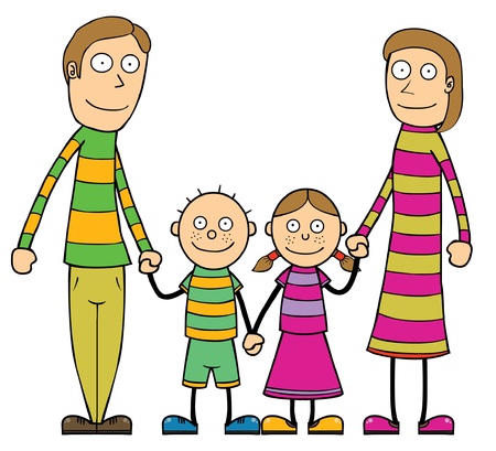 Happy Cartoon Familyのイラスト素材