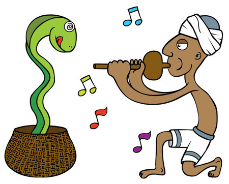 illustration of a snake tamerのイラスト素材