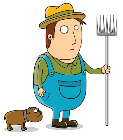 Young farmer and his dogのイラスト素材