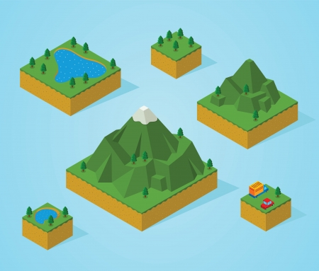 pre assembly isometric map-mountainのイラスト素材