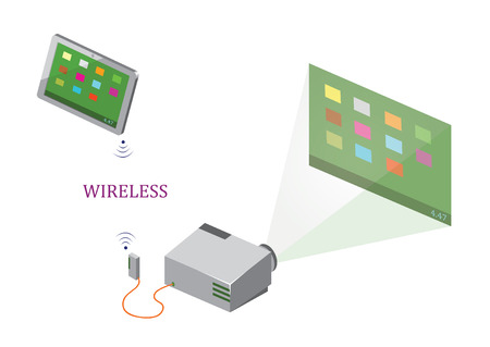 Wireless Tablet and Projectorのイラスト素材