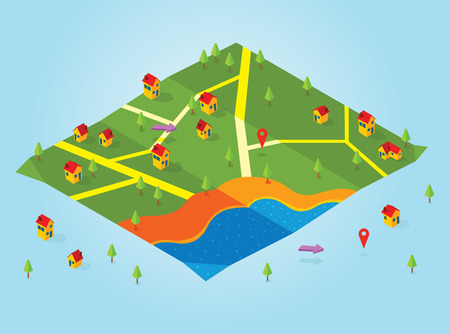 isometric mapのイラスト素材