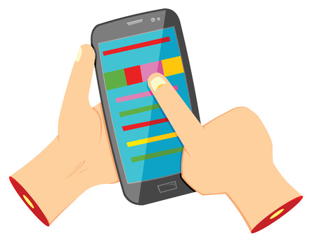 Hands using smartphoneのイラスト素材