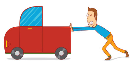 pushing a carのイラスト素材