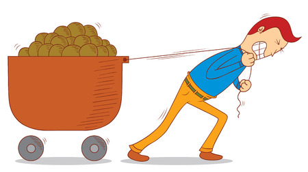 pulling a cartのイラスト素材