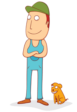 stand by a pet sideのイラスト素材