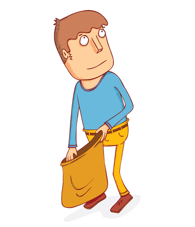 Looking for something inside a dung.のイラスト素材